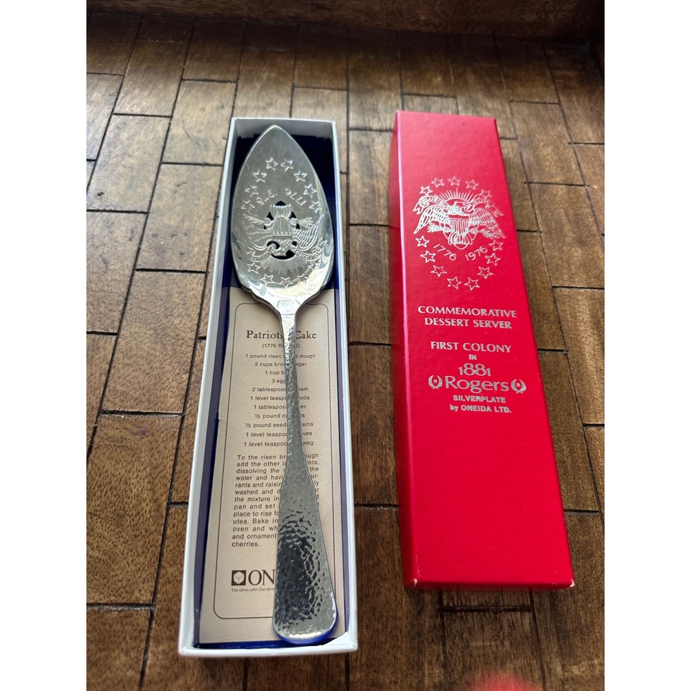 1881 Rogers Oneida Silverplate Bicentennial Dessert Server First Colony1776-1976